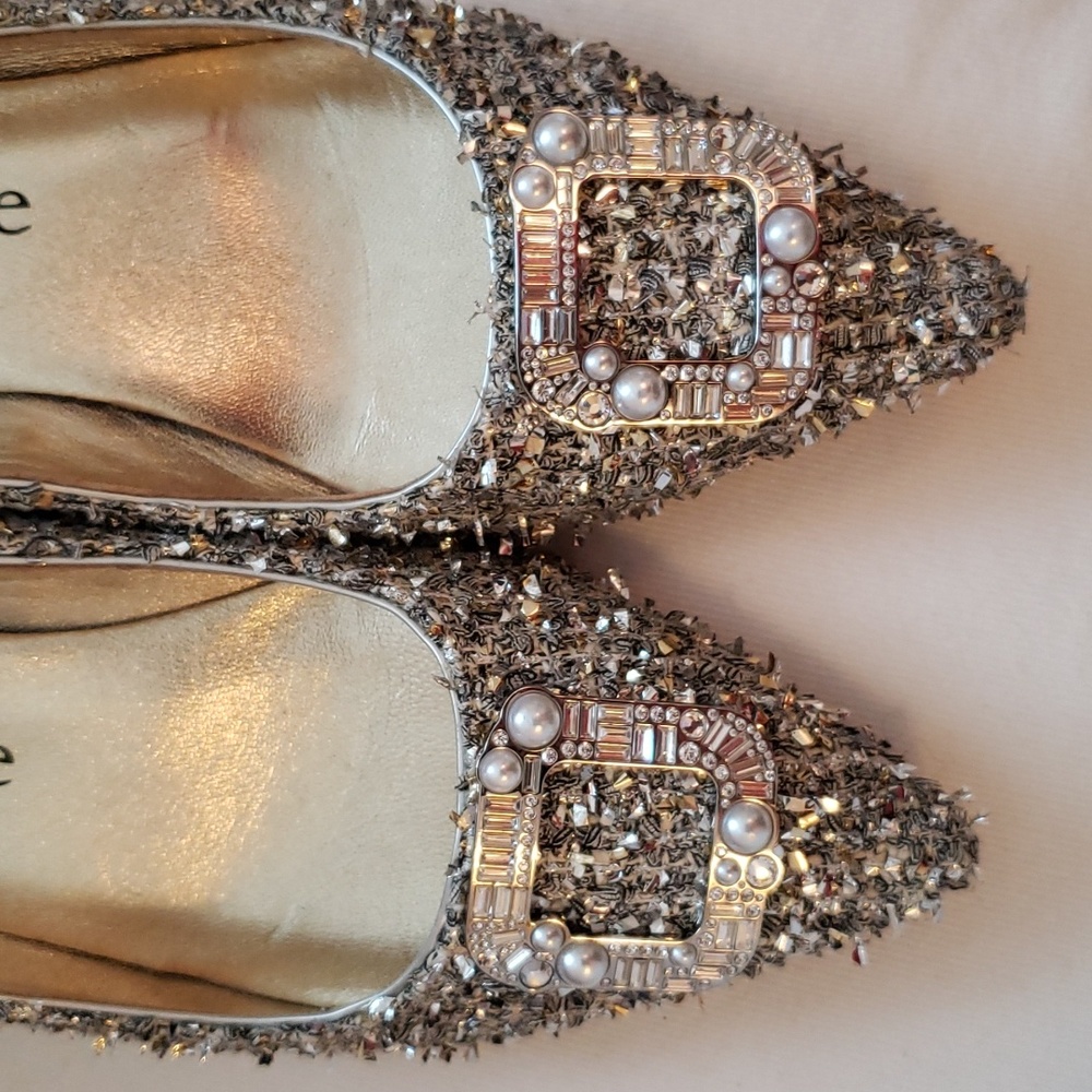 Kate Spade "buckle up" metallic tweed flats - worn once! - Picture 6 of 9